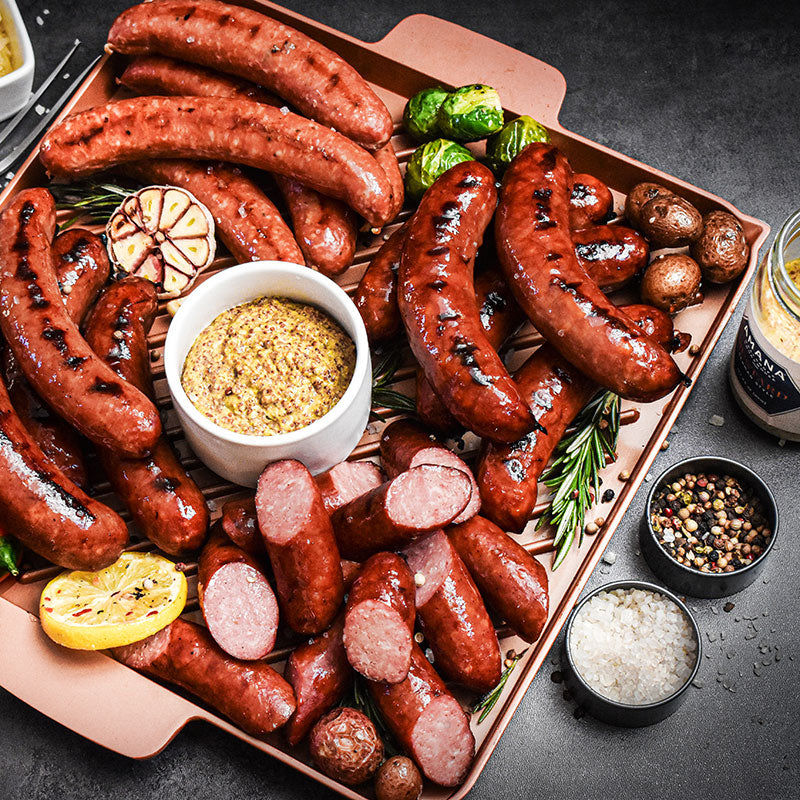 grillers special on a bronze skillet with mustard