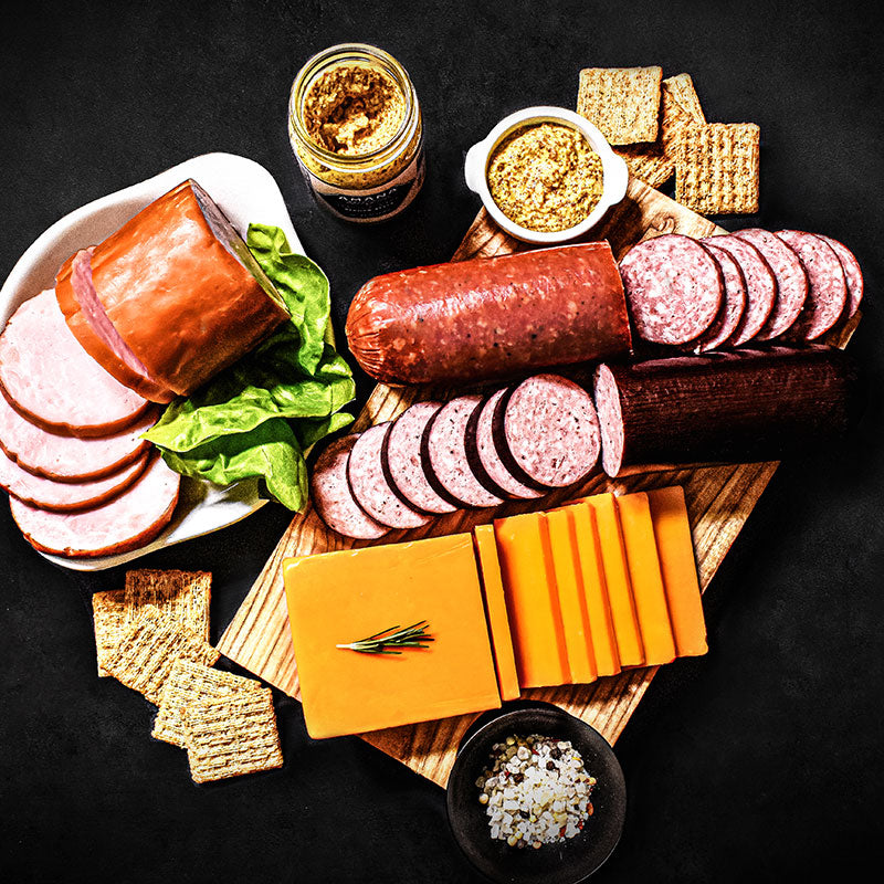 meats 'n' treats bundle on a cutting board