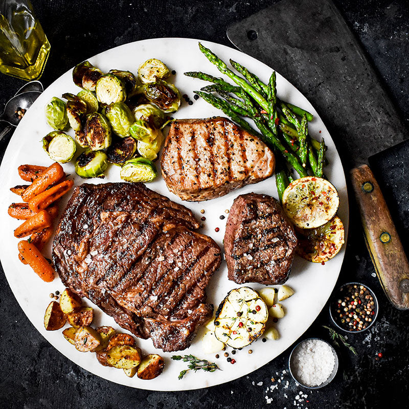 midwest classics bundle on a white plate with vegetables